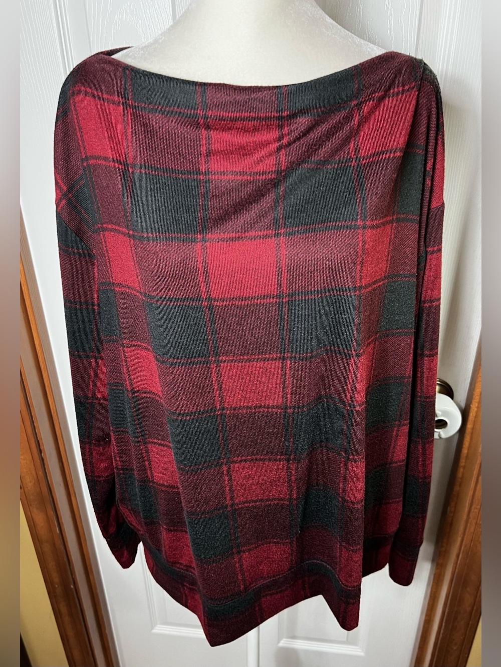 Maurices Knit Top Blouse Lightweight Sweater Plaid Long Sleeve Super Soft L